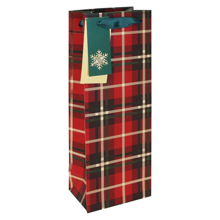Bottle Gift Bags - Red Tartan