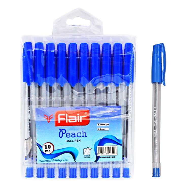 Flair Peach Ball Pens 10 Pack - Blue