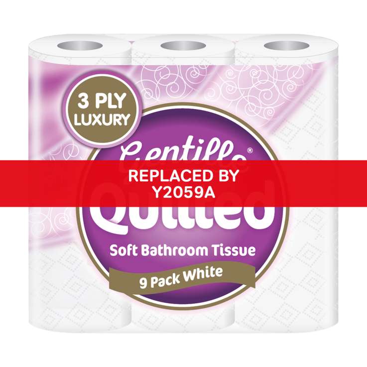 Gentille Quilted White Toilet Paper Luxury (3 Ply) 9 Pack