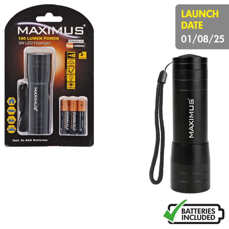 Maximus Aluminium LED Flashlight 3w (100LM)