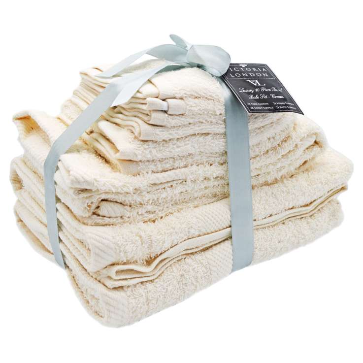 Victoria London 10 Piece Towel Bale Set – Cream