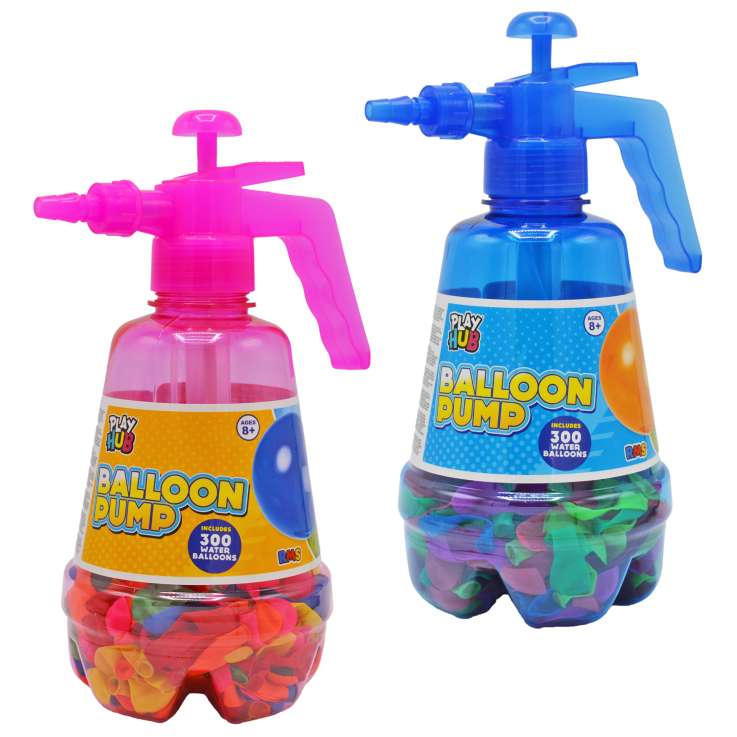 Play Hub 2 in 1 Balloon Pump with 300 Balloons - Assorted Colours
