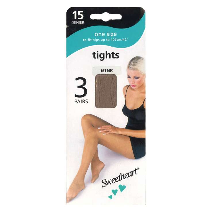 One Size Tights 15 Denier 3 Pack - Mink