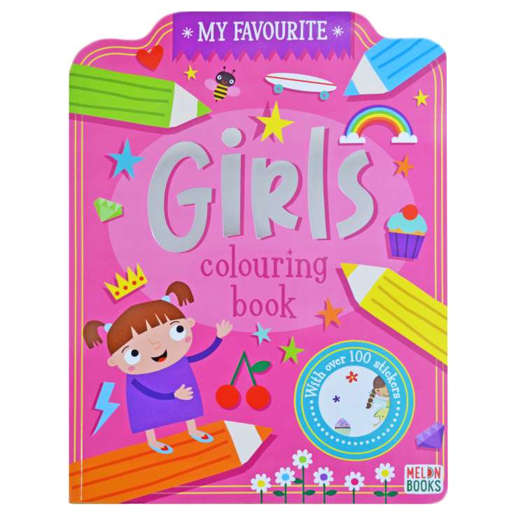 Colouring Book (72 Pages) + 100 Stickers - Girls