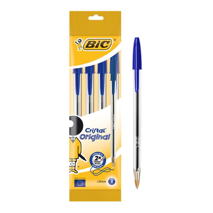 BIC Cristal Original Pens 4 Pack - Blue