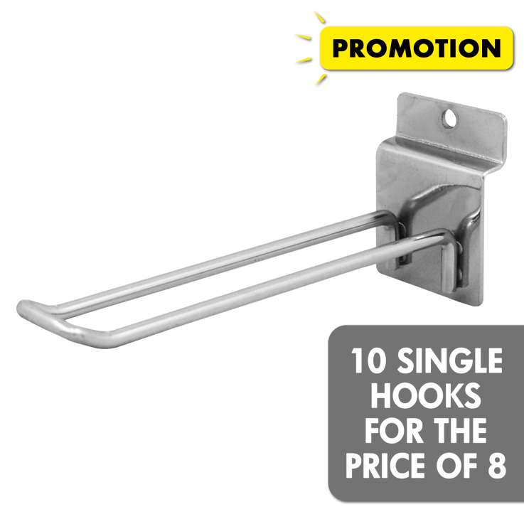 Euro Hooks for Slatwall 8" (Chrome)