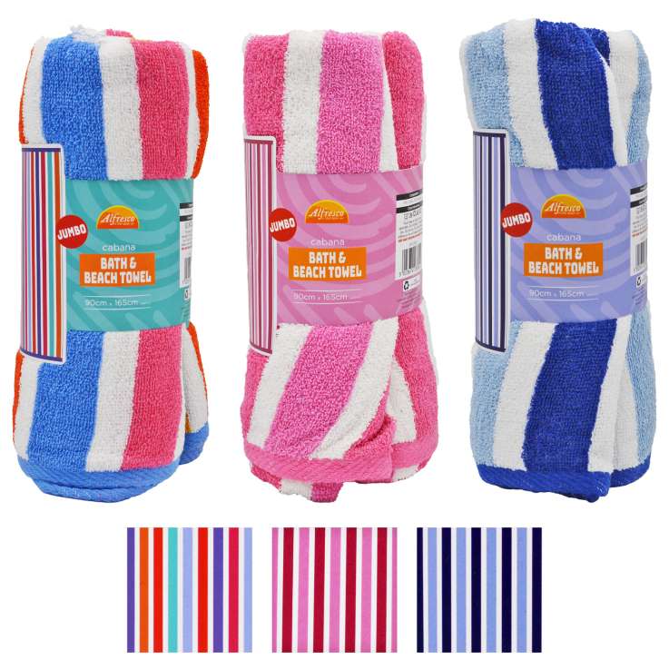 Alfresco Jumbo Cabana Bath & Beach Towel (90cm x 165cm) - Assorted Colours