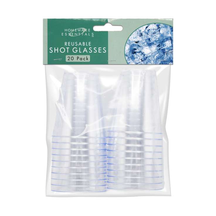 Homeware Essentials Reusable Shot Glasses (65ml) 20 Pack