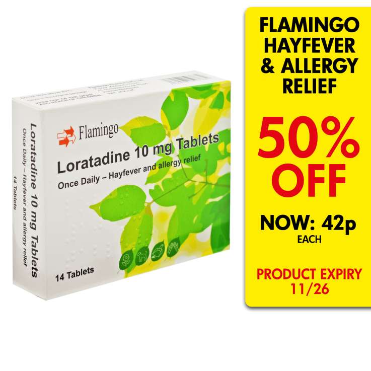 Flamingo Hayfever & Allergy Relief (10mg) Tablets [*Expiry Date: 11/2026*] 14 Pack - Loratadine