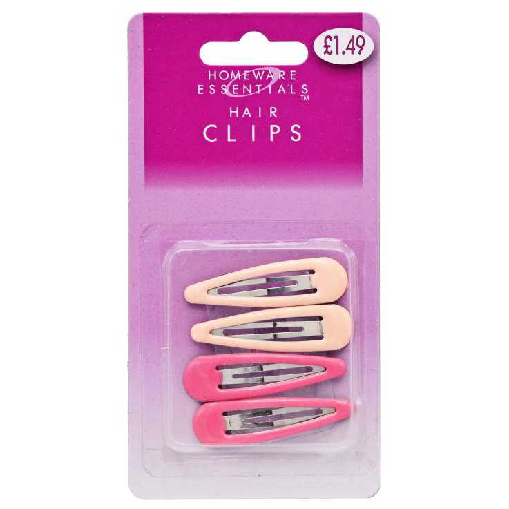 Homeware Essentials Pink Hair Clips 4 Pack (HE34)