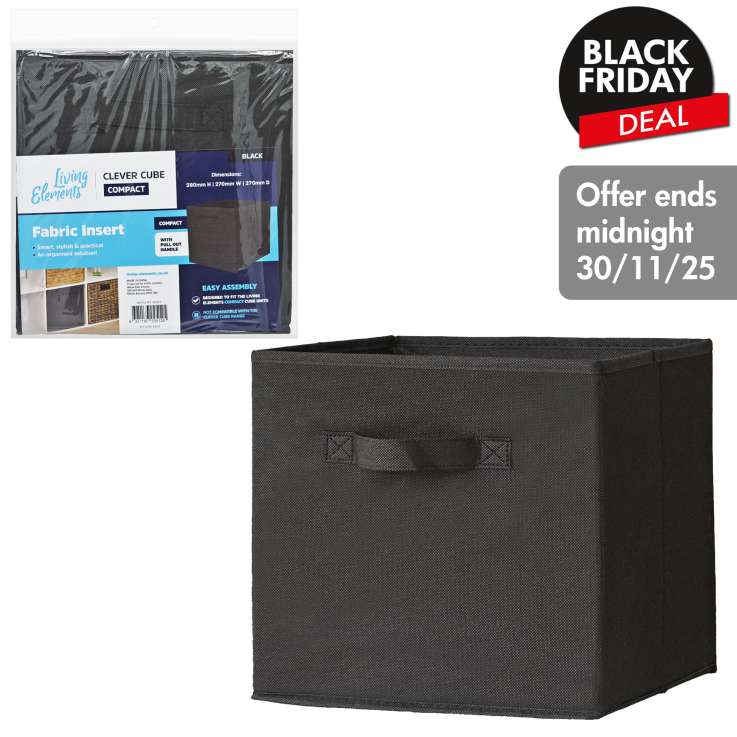 Living Elements Large Fabric Cube Storage Box - Black