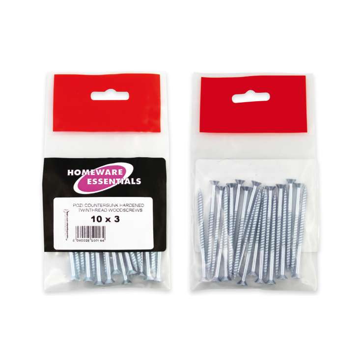 Homeware Essentials Pozi Countersunk Twinthread Wood Screws (10mm x 3'')