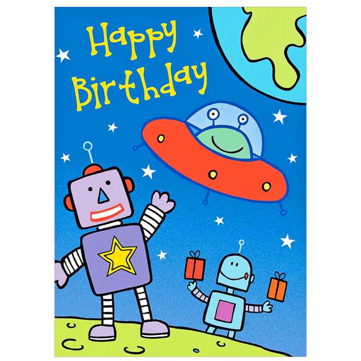 Garlanna Greeting Cards Code 50 - Birthday Robot