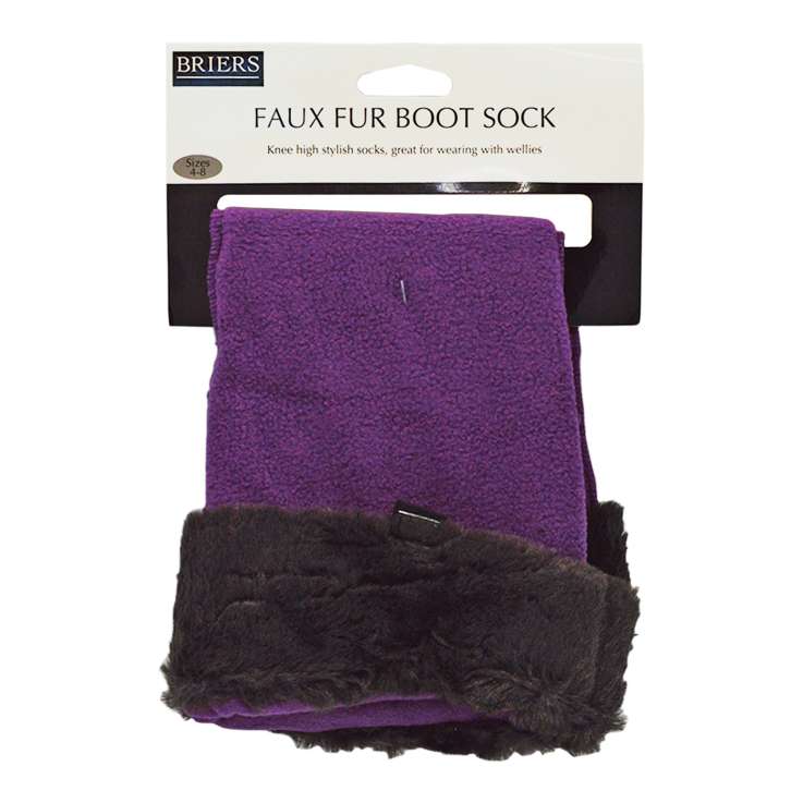 Briers Faux Fur Boot Sock - Purple (Size: 4-8)