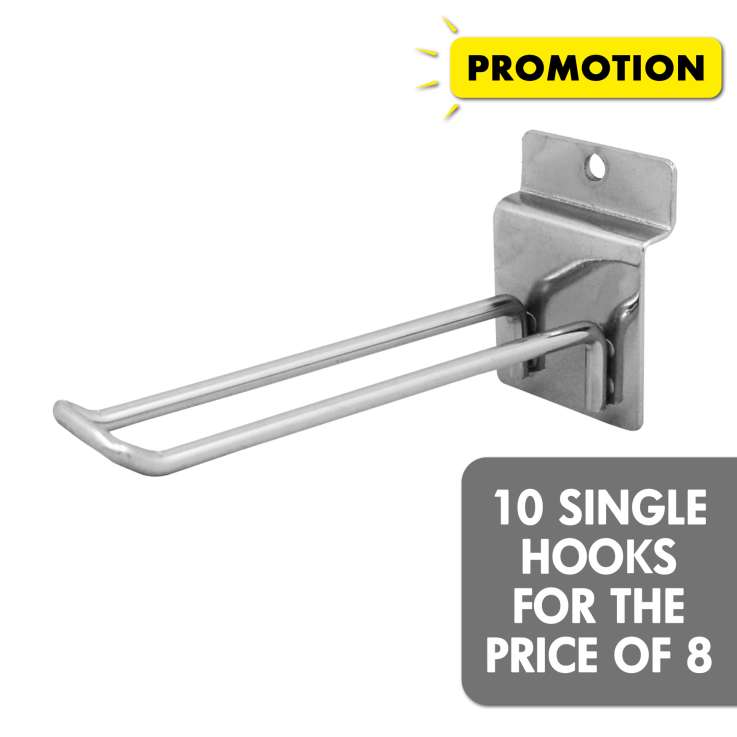 Euro Hooks for Slatwall 6" (Chrome)