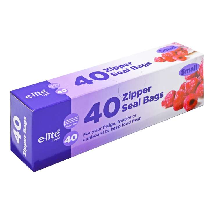 E-Lite Zipper Seal Food Bags (20cm x 18cm) 40 Pack - Small