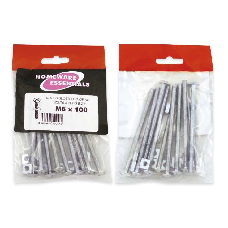 Homeware Essentials Roofing Bolts & Nuts (M6 x 100mm)