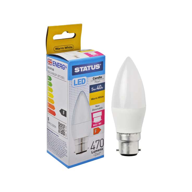 Status LED Candle Light Bulb (5w=40w) Bayonet (B22)