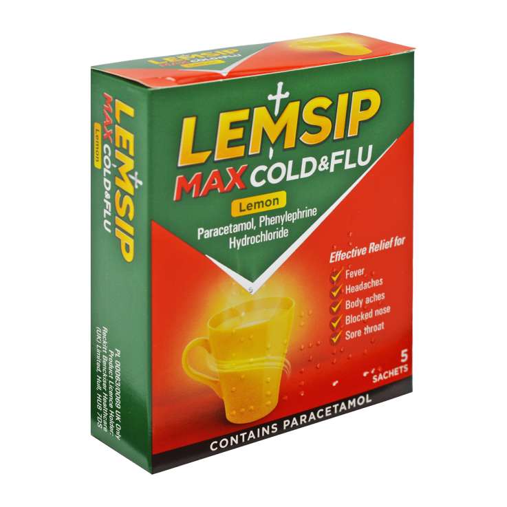 Lemsip Max Strength Cold & Flu Sachets 5 Pack - Lemon