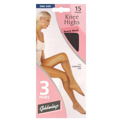 One Size Knee High Tights 15 Denier 3 Pack - Nearly Black