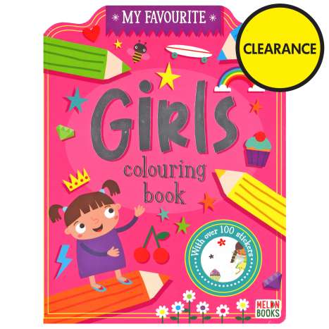 Colouring Book (72 Pages) + 100 Stickers - Girls