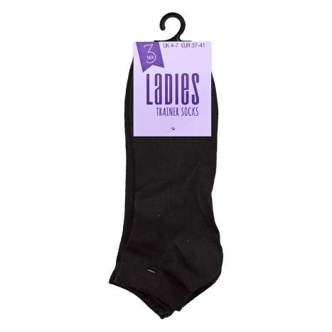 Ladies Trainer Socks 3 Pack (Size: 4-7) - Black