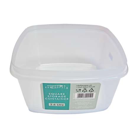 Homeware Essentials Square Storage Container (2.6L) - Assorted Colours