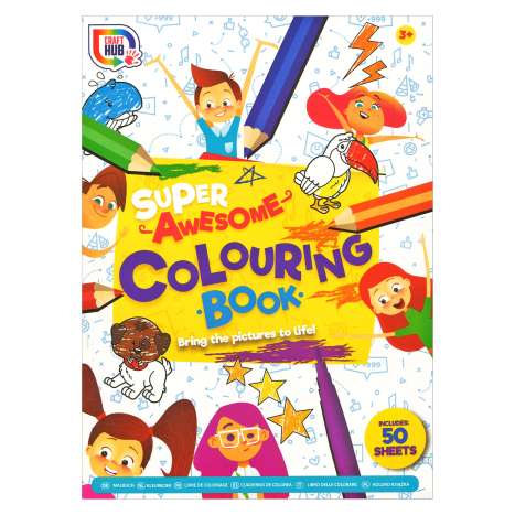 Craft Hub Super Awesome A4 Colouring Book 50 Sheets