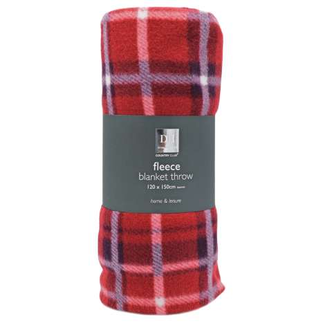 Country Club Fleece Throw (120cm x 150cm) - Red Tartan