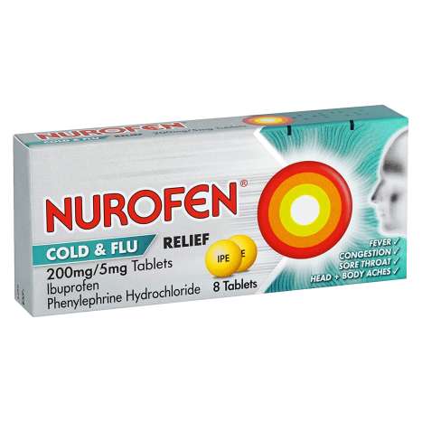 Nurofen Cold & Flu Relief 200mg/5mg Tablets 8 Pack