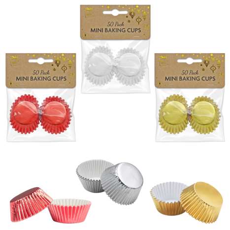 Mini Baking Cups (4cm) 50 Pack - Assorted Colours