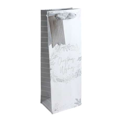 Bottle Gift Bags - Silver Wreath