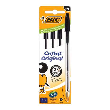 BIC Cristal Original Pens 4 Pack - Black