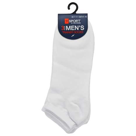 Tom Franks Men's Trainer Socks 3 Pack (Size: 7-11) - White