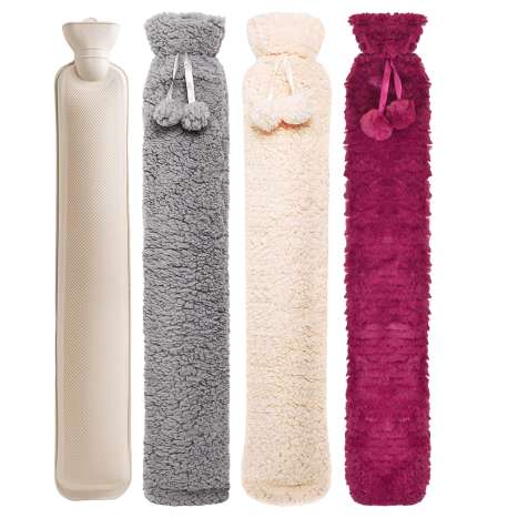Sure Thermal Long Hot Water Bottle 2 Litre - Faux Fur (Assorted Colours)
