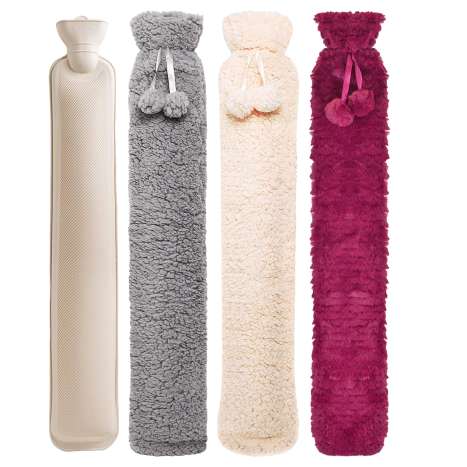 Sure Thermal Long Hot Water Bottle 2 Litre - Faux Fur (Assorted Colours)