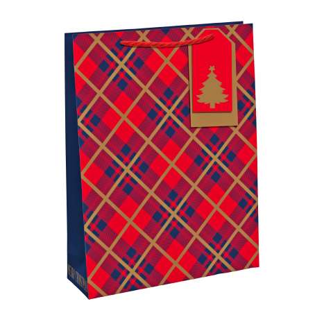 Large Gift Bags (26.5cm x 33cm) - Red Tartan