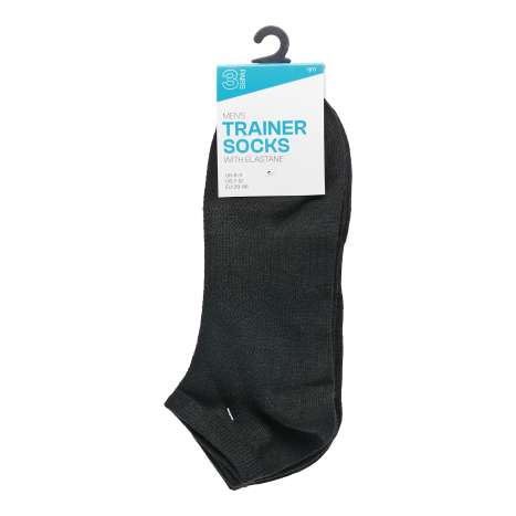 Men's Trainer Socks with Arch Support (Size 6-11) 3 Pack - Black