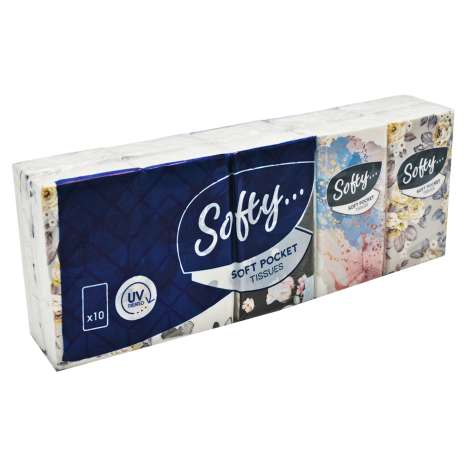 Softy 3 Ply Soft Pocket Tissues 10 Pack