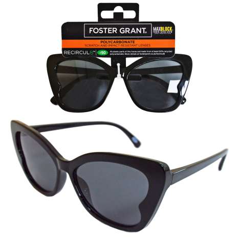 Foster Grant Butterfly Shaped Lens Sunglasses - Black