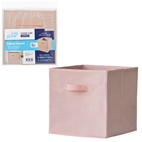 Living Elements Large Fabric Cube Storage Box - Blush Pink