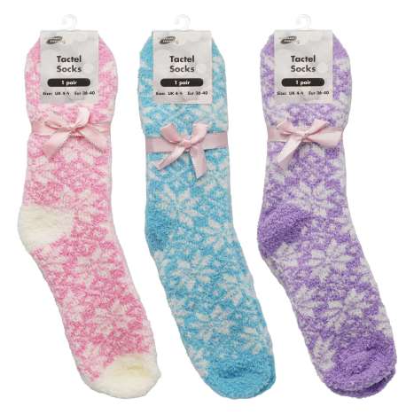 Homeware Essentials Ladies Tactel Socks (Size: 4-6) - Assorted Colours