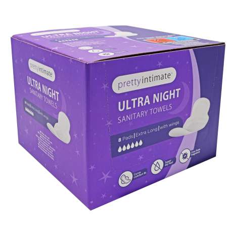 Pretty Intimate Ultra Night Sanitary Towels 8 Pack
