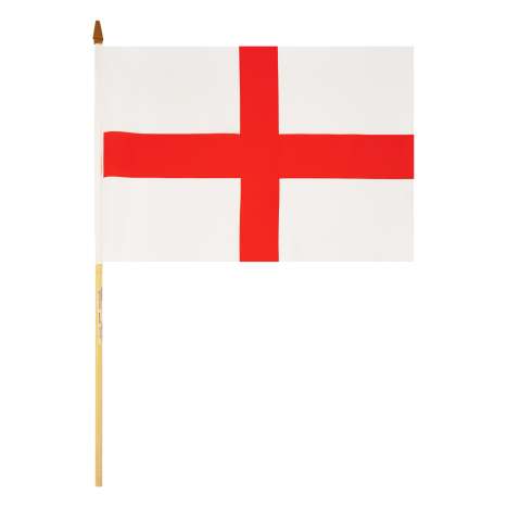St George's Cross Hand Flag with Wooden Handle (45cm x 30cm)