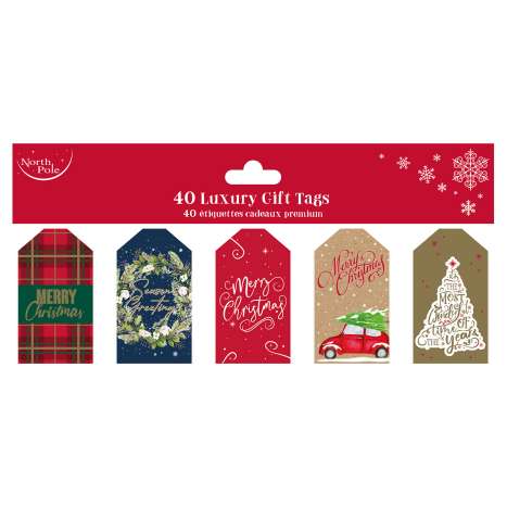 Christmas Luxury Gift Tags 40 Pack (Assorted) - Contemporary