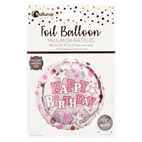 Foil Balloon (18") - Pink Happy Birthday