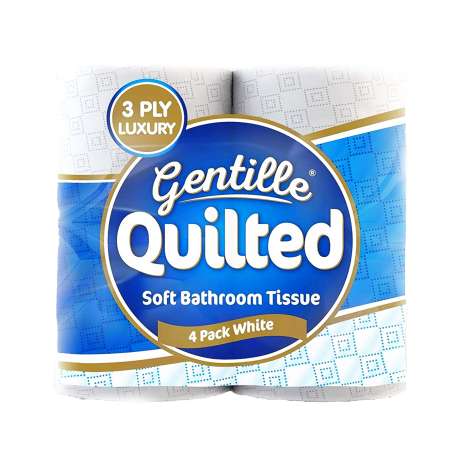 Gentille Quilted White Toilet Paper Luxury 3Ply 4 Pack