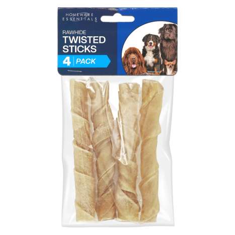 Homeware Essentials Rawhide Twisted Sticks (Approx 130g/12cm) 4 Pack