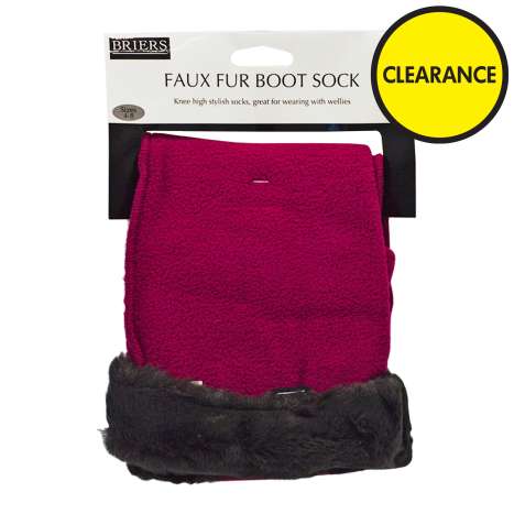 Briers Faux Fur Boot Sock - Plum (Size: 4-8)
