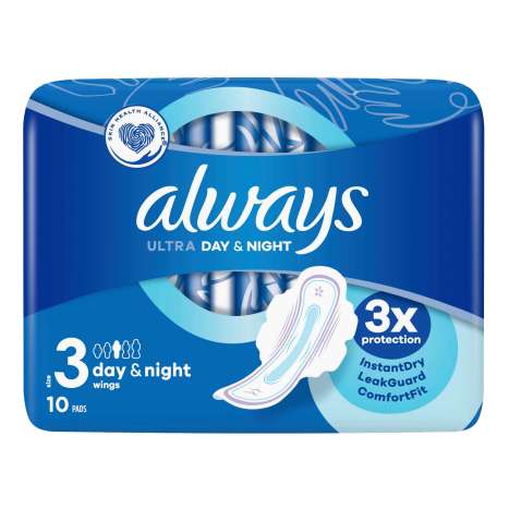 Always Ultra Day & Night Sanitary Pads 10 Pack